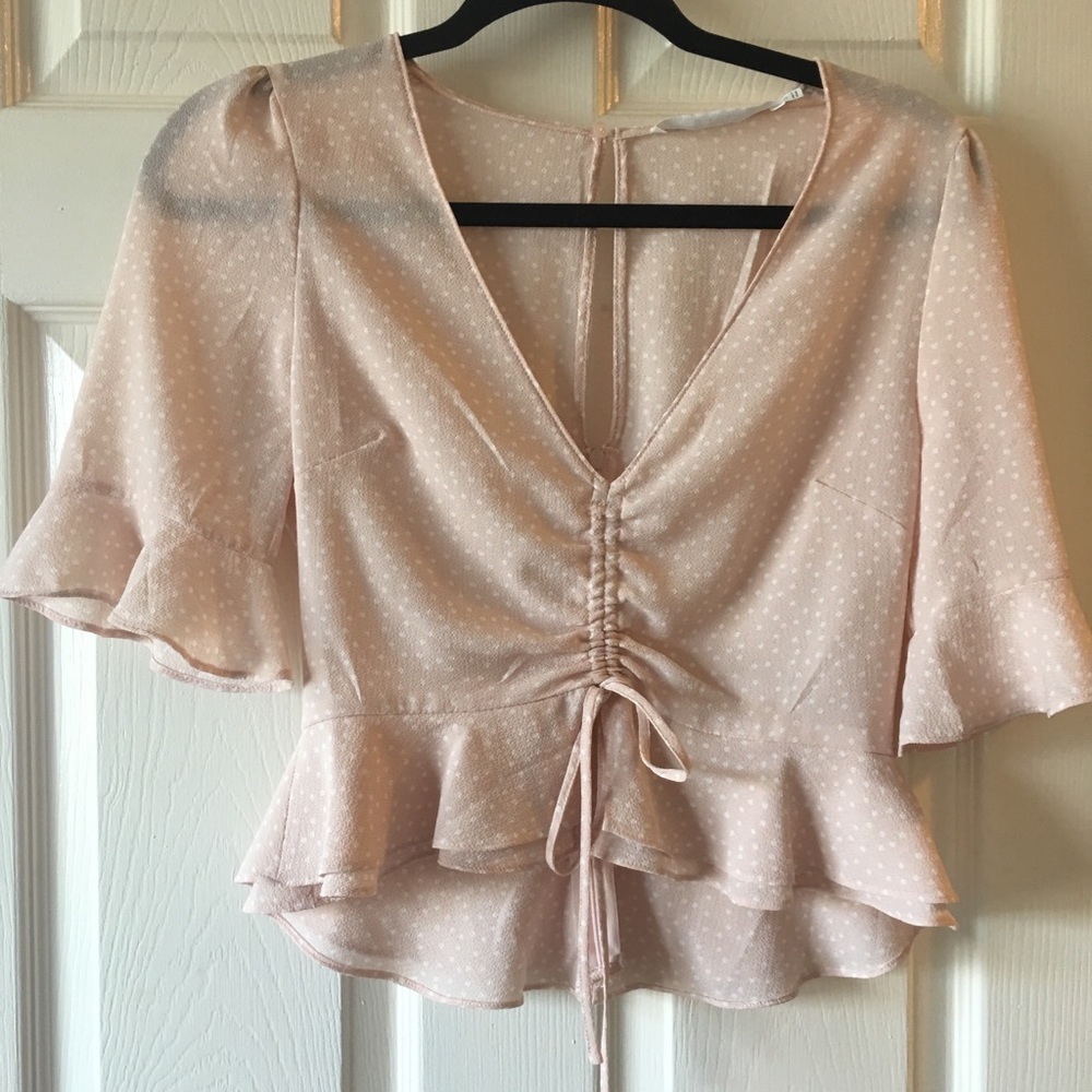 LIGHT PINK POLKA DOT CROP TOP